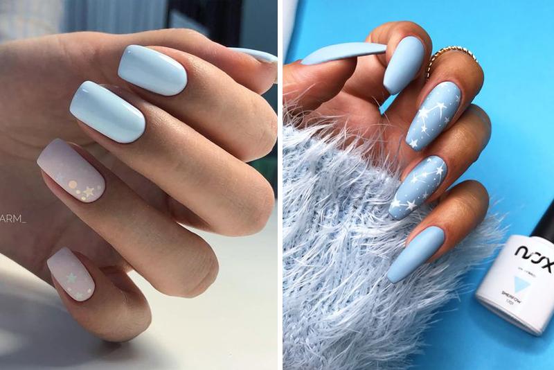 Manicure w odcieniach błękitu